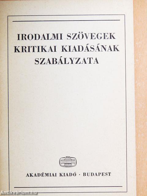 Irodalmi szövegek kritikai kiadásának szabályzata