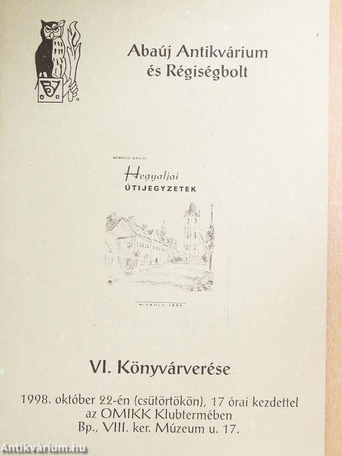 Abaúj Antikvárium és Régiségbolt VI. könyvárverése