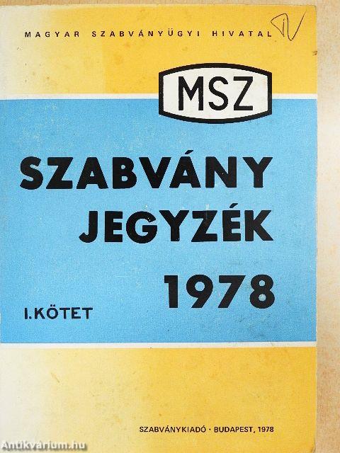 MSZ szabványjegyzék 1978 I-II.