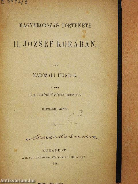Magyarország története II. József korában III.