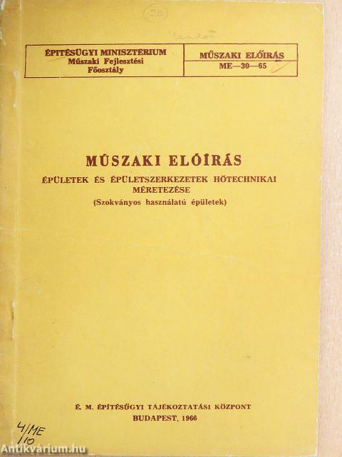 Műszaki előírás épületek és épületszerkezetek hőtechnikai méretezése