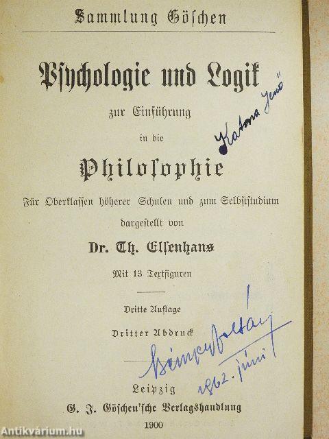 Psychologie und Logik zur Einführung in die Philosophie (gótbetűs)
