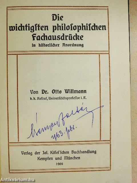 Die wichtigsten philosophischen Fachausdrücke in historischer Anordnung (gótbetűs)