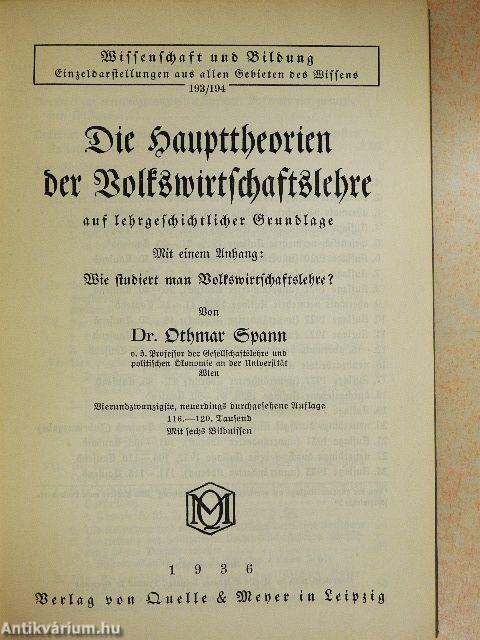 Die Haupttheorien der Volkswirtschaftslehre (gótbetűs)