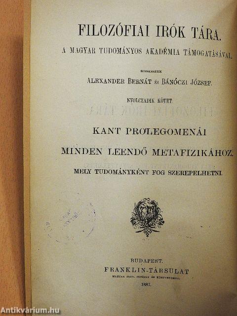 Kant prolegomenái minden leendő metafizikához, mely tudományként fog szerepelhetni