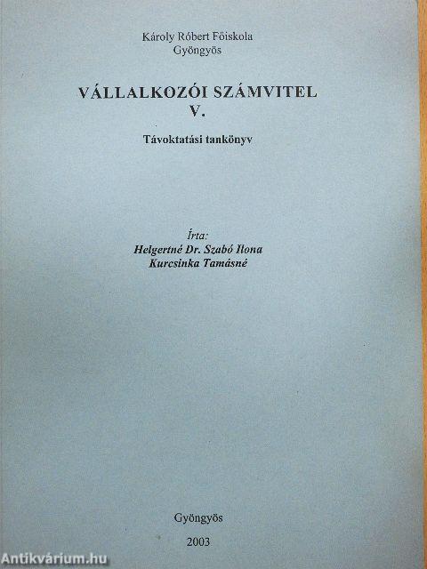 Vállalkozói számvitel V.