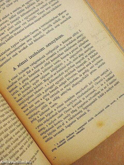 Római régiségek és a római irodalomtörténet vázlata