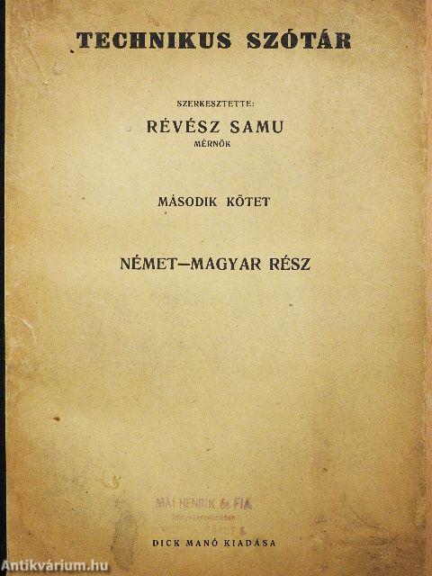 Technikus szótár II.