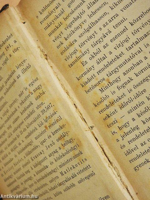 A vizjogi törvény, a tiszai törvény és az ezekre vonatkozó rendeletek (rossz állapotú)