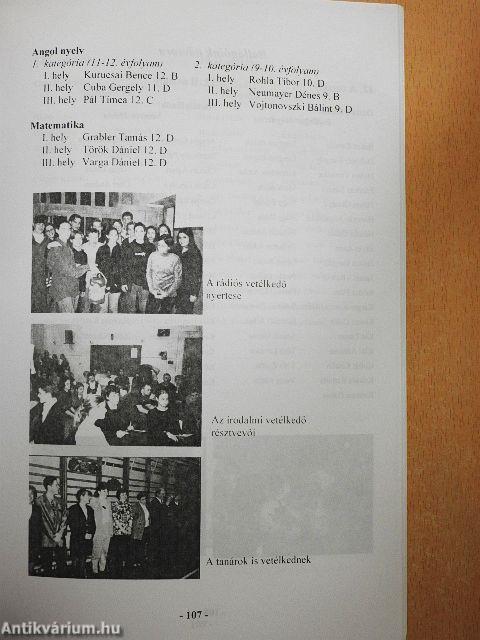 A budapesti I. kerületi Petőfi Sándor Gimnázium évkönyve 1997-98/1998-99