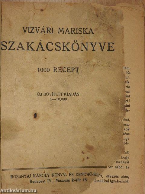 Vizvári Mariska szakácskönyve (rossz állapotú)