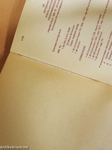 Kisüzemi termelők építőipari normagyűjteménye 1989. III.