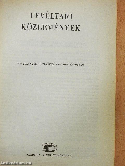 Levéltári közlemények 1978.