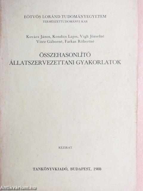 Összehasonlító állatszervezettani gyakorlatok