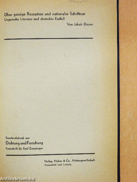 Über geistige rezeption und nationales Schrifttum/Gellert hazánkban