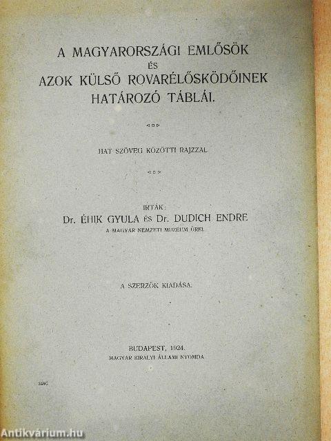 A magyarországi emlősök és azok külső rovarélősködőinek határozó táblái