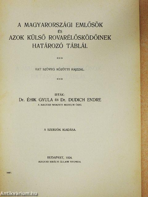 A magyarországi emlősök és azok külső rovarélősködőinek határozó táblái