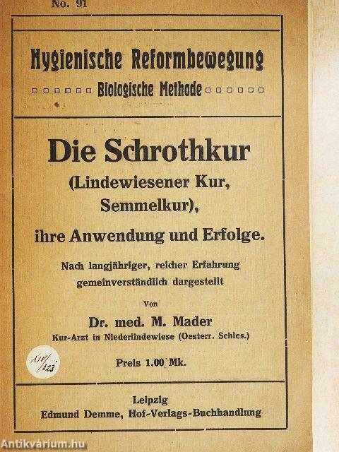 Die Schrothkur ihre Anwendung und Erfolge