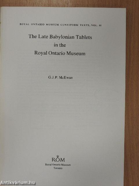 The Late Babylonian Tablets in the Royal Ontario Museum