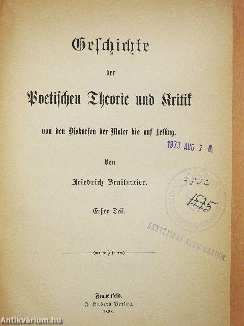 Geschichte der poetischen Theorie und Kritik I-II. (gótbetűs)