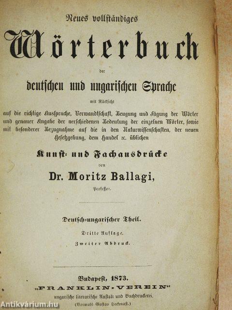Uj teljes német és magyar szótár
