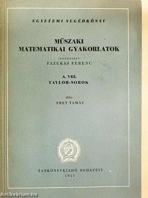 Műszaki matematikai gyakorlatok A. VIII.