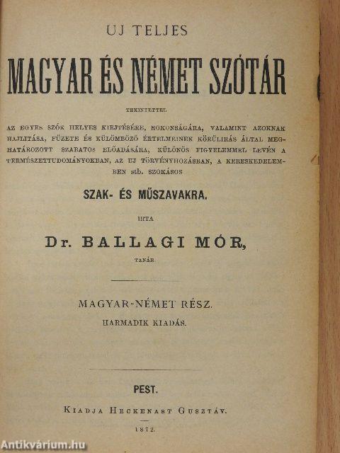 Uj teljes magyar és német szótár