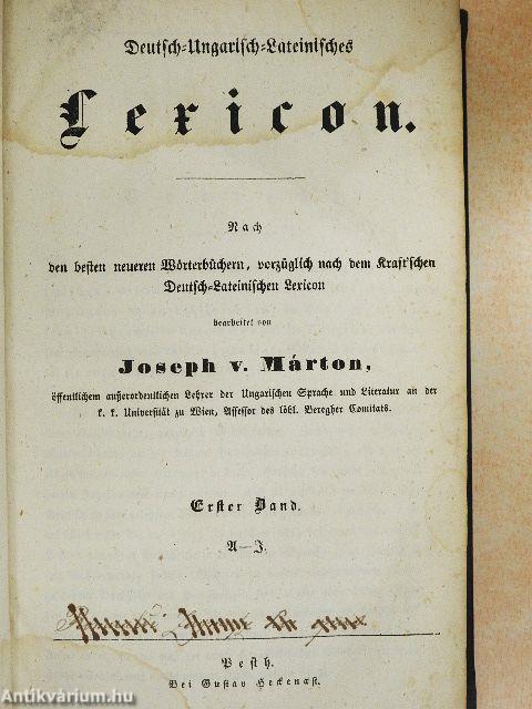 Német-magyar-deák szótár I.