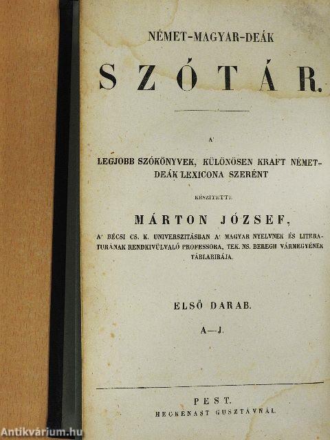 Német-magyar-deák szótár I.