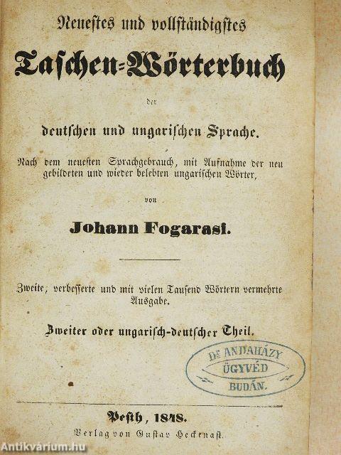 Legujabb és legteljesb német és magyar zseb-szótár