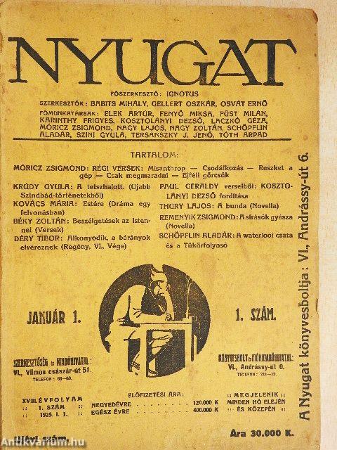 Nyugat 1925. január 1.