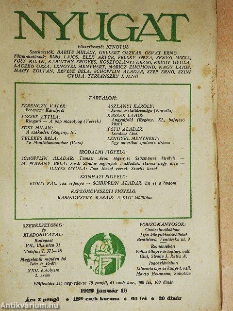 Nyugat 1929. január 16.