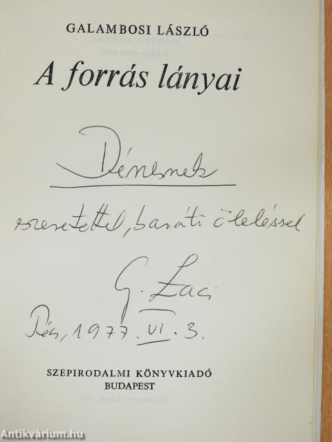 A forrás lányai (dedikált példány)