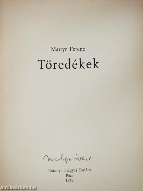 Töredékek (aláírt példány)