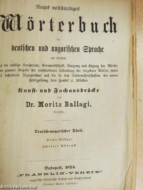 Uj teljes német és magyar szótár/Német-magyar pót-szótár (Ifj. Dr. Entz Géza könyvtárából)