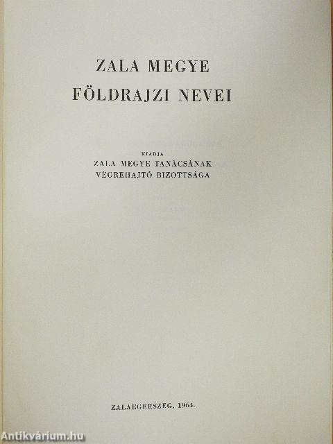 Zala megye földrajzi nevei