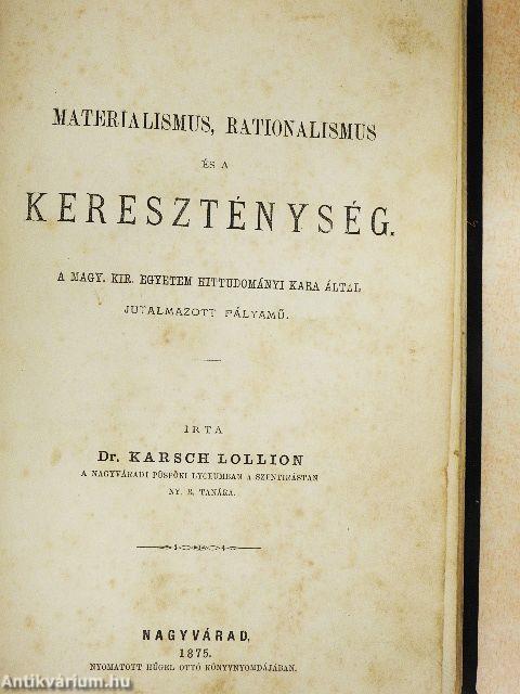 Materialismus, rationalismus és a kereszténység