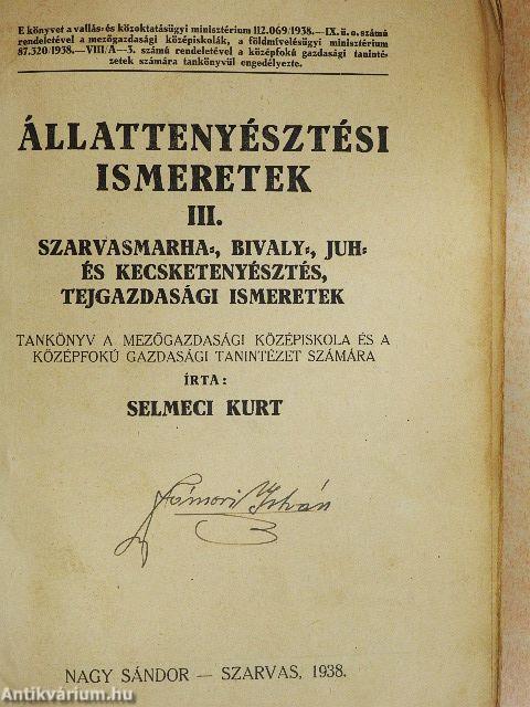 Állattenyésztési ismeretek III-IV.