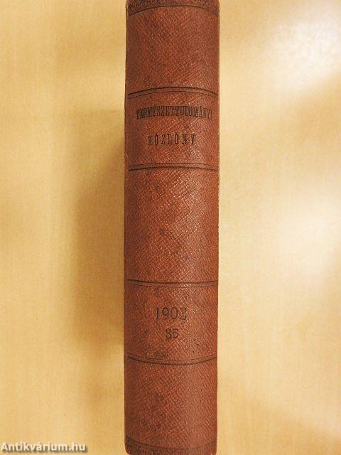 Természettudományi Közlöny 1903. január-december/Pótfüzetek a Természettudományi Közlönyhöz 1903. január-december