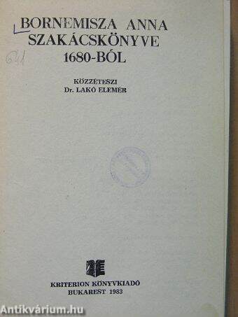 Bornemisza Anna szakácskönyve 1680-ból