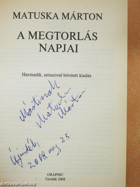 A megtorlás napjai (dedikált példány)