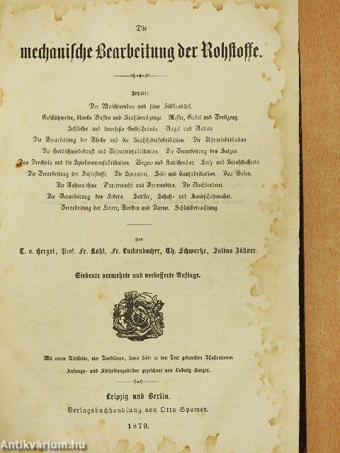 Die mechanische Bearbeitung der Rohstoffe (gótbetűs)