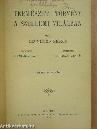 Természeti törvény a szellemi világban