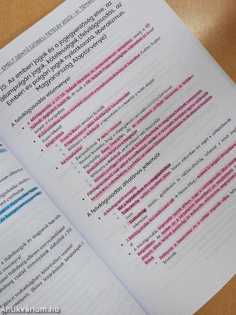 Emelt szóbeli tételek 2023