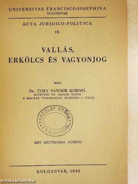 Vallás, erkölcs és vagyonjog