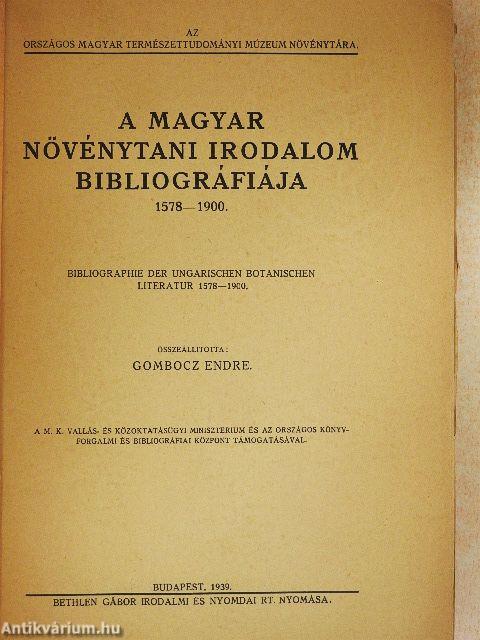 A magyar növénytani irodalom bibliográfiája