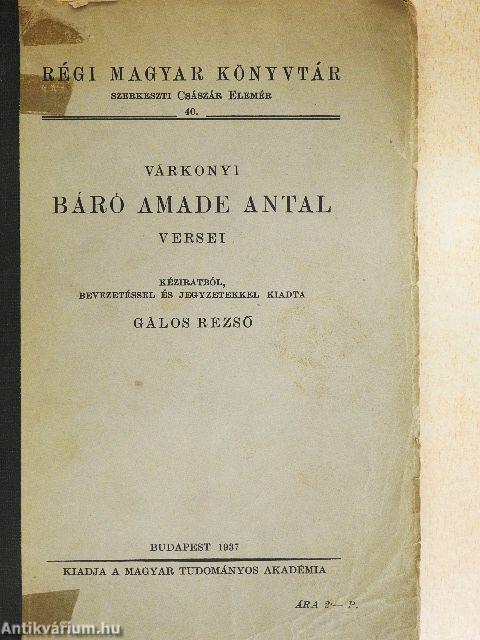Várkonyi Báró Amade Antal versei