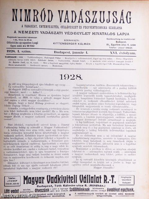 Nimród Vadászujság 1928. január-december