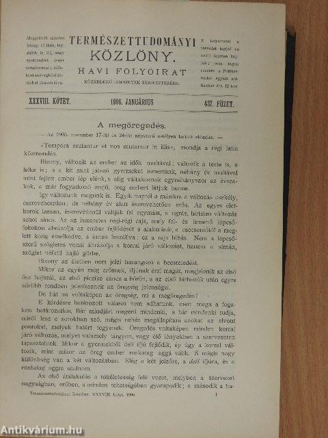 Természettudományi Közlöny 1906. január-december/Pótfüzetek a Természettudományi Közlönyhöz 1906. január-december