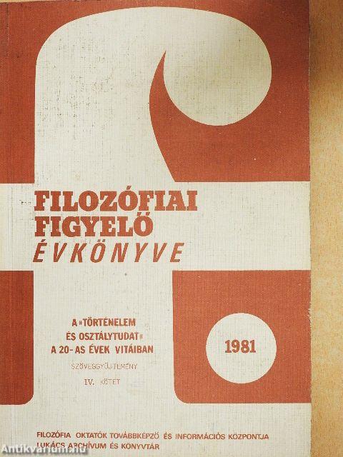 Filozófiai Figyelő Évkönyve 1981/IV.